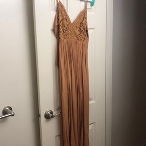 Mustard Color Romper Dress Open Back